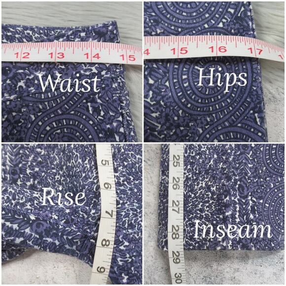 TORY BURCH Ivy Super Skinny Blue Denim Abstract Printed Jeans Women’s Size 26 - Picture 12 of 14